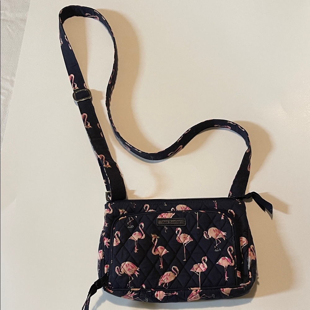 Flamingo Print Quilted Crossbody Bag